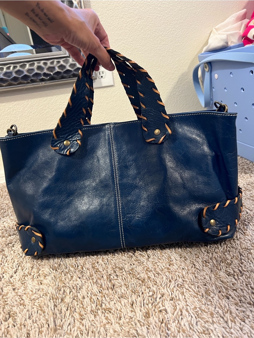 Leather Whipstitch Handbag